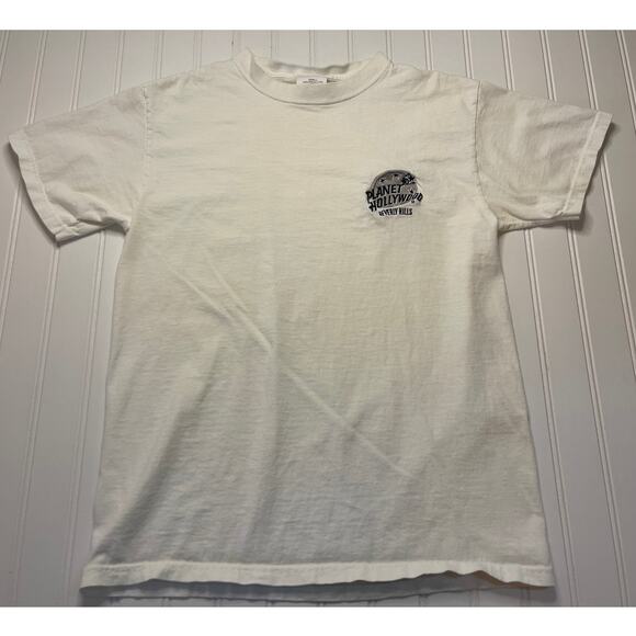 Vintage 1991 90's Planet Hollywood Beverly Hills T Shirt Embroidered Size Small - Picture 1 of 7